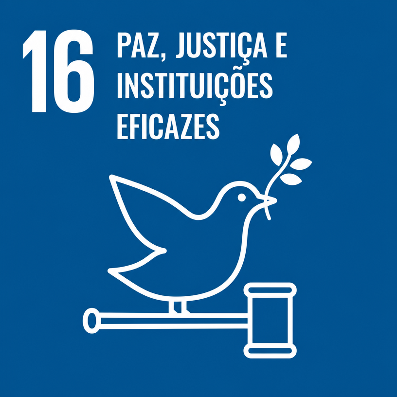 Card oficial ODS 16 — Paz, Justiça e Instituições Eficazes